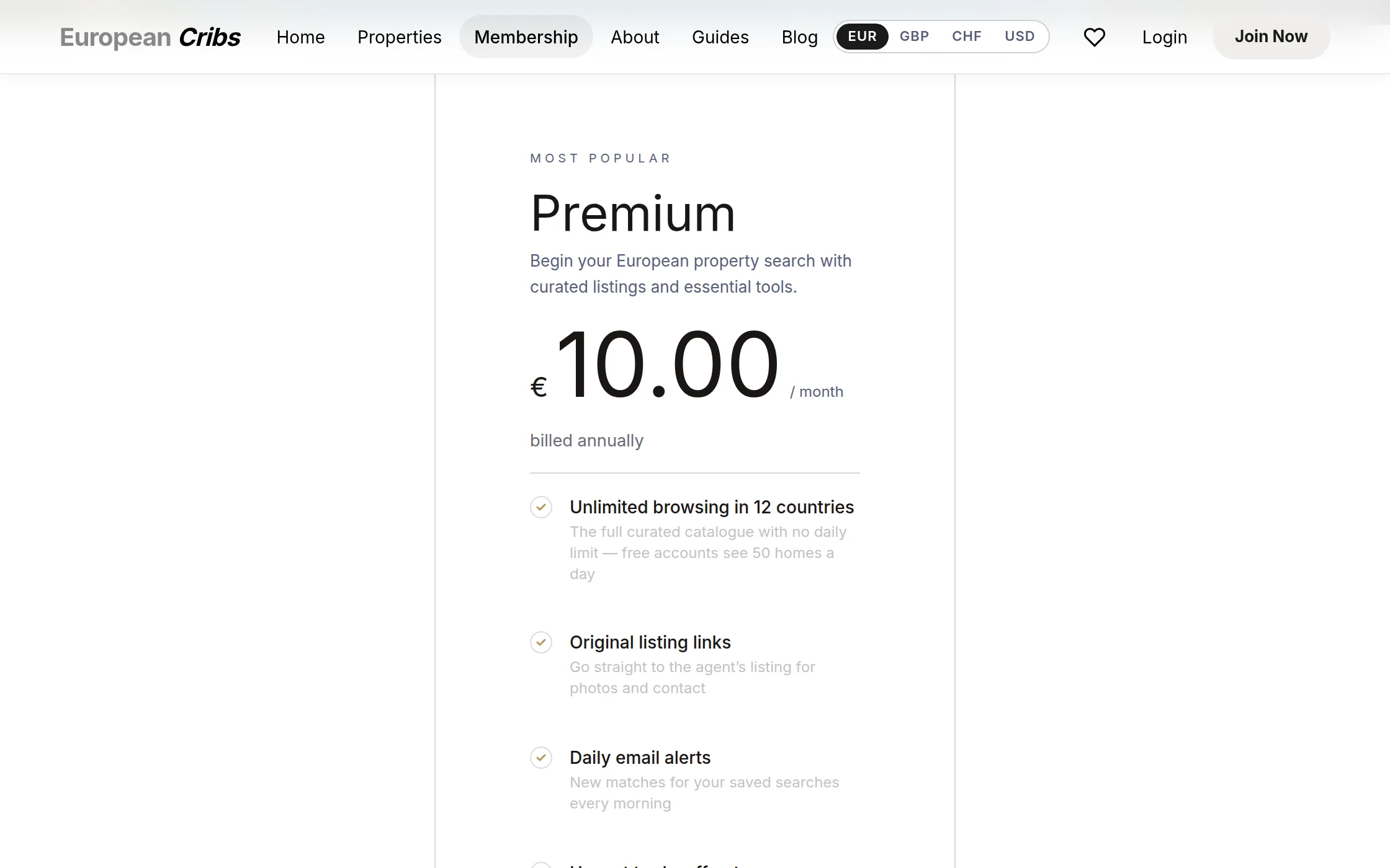 European Cribs membership: Premium plan